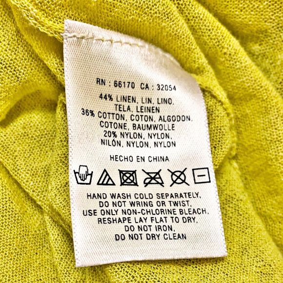 Anthropologie Yellow Bird Sparrow Open Front Cardigan Sweater Small Airy Linen - Picture 4 of 5